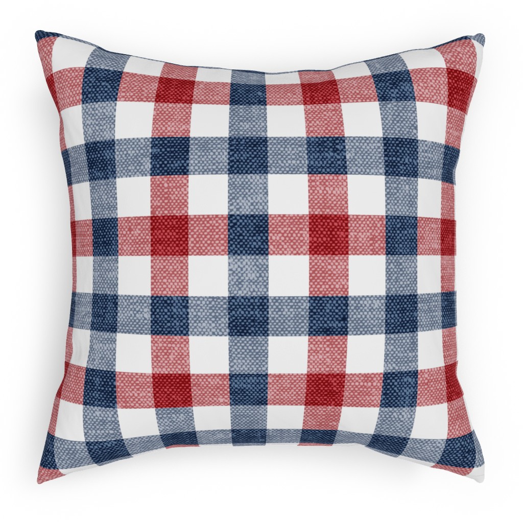 Red, White and Blue Plaid Pillow, Woven, Black, 18x18, Single Sided, Multicolor