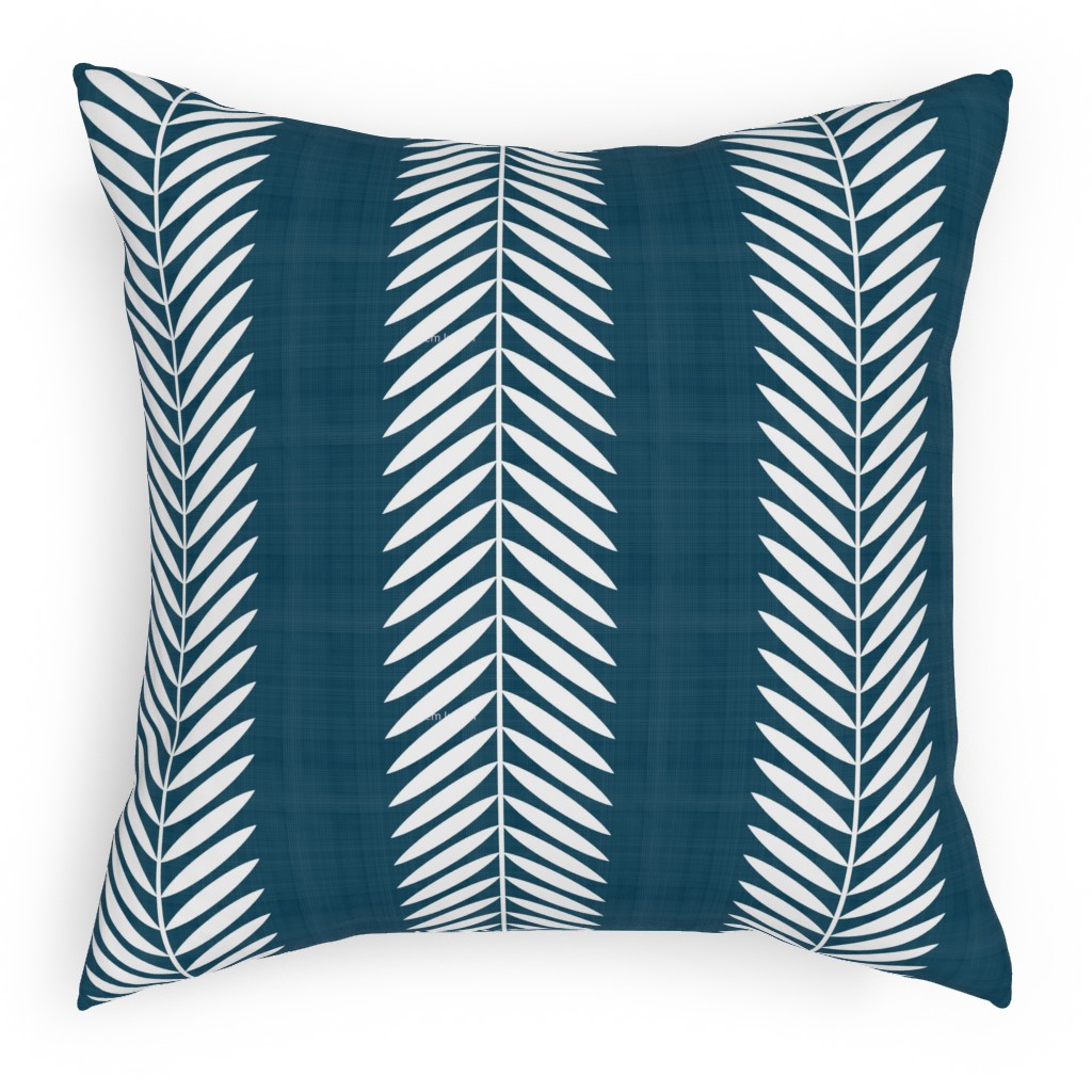 Laurel Leaf Stripe Pillow, Woven, Black, 18x18, Single Sided, Blue