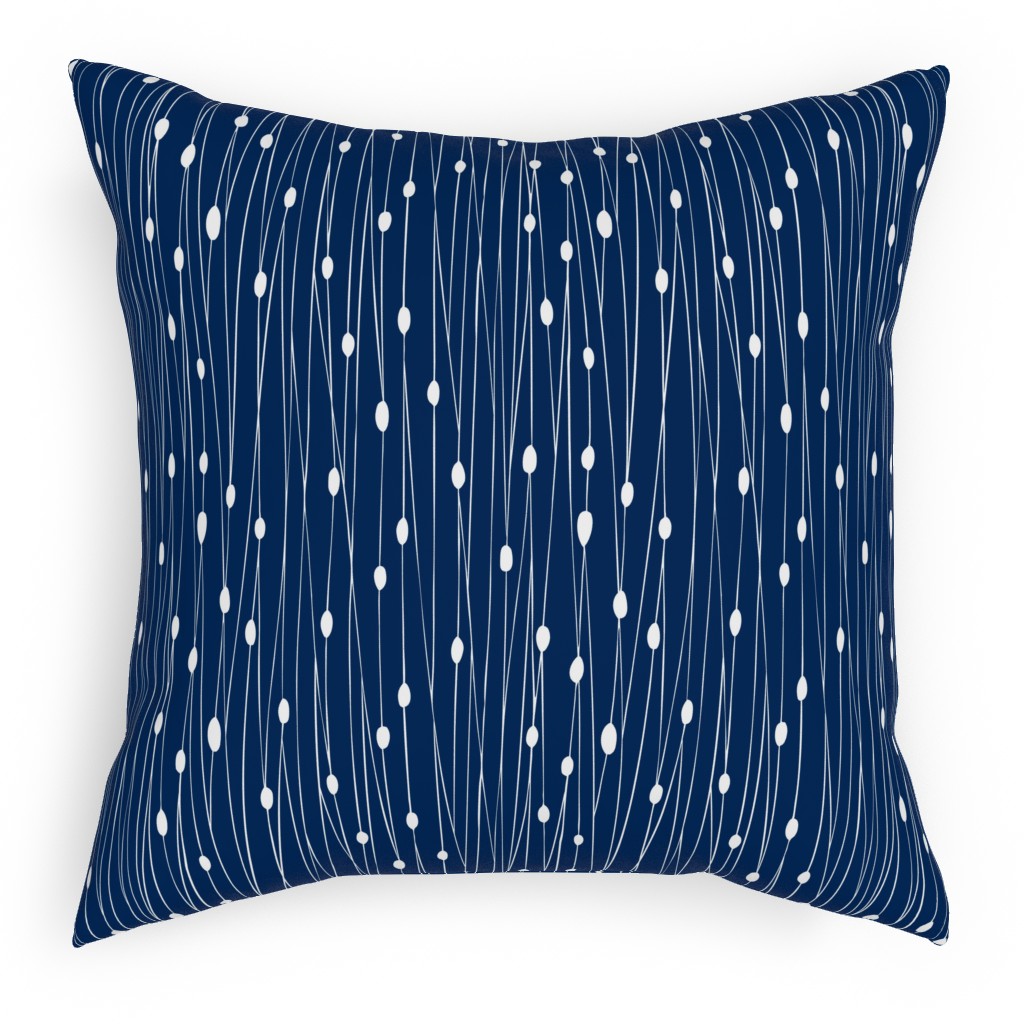 Entangled Geometric Lines Pillow, Woven, Black, 18x18, Single Sided, Blue, Imperial
