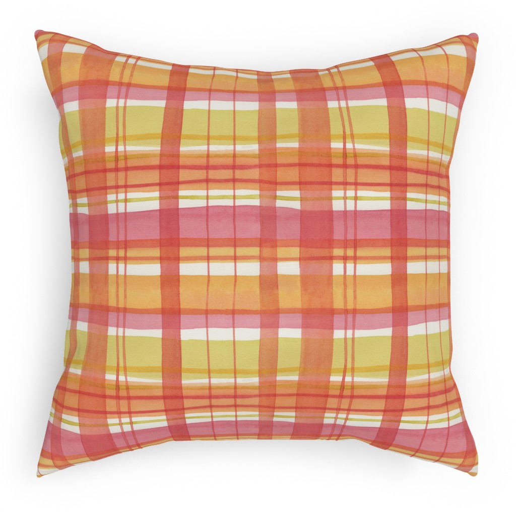 Summer Plaid Pillow, Woven, Black, 18x18, Single Sided, Multicolor