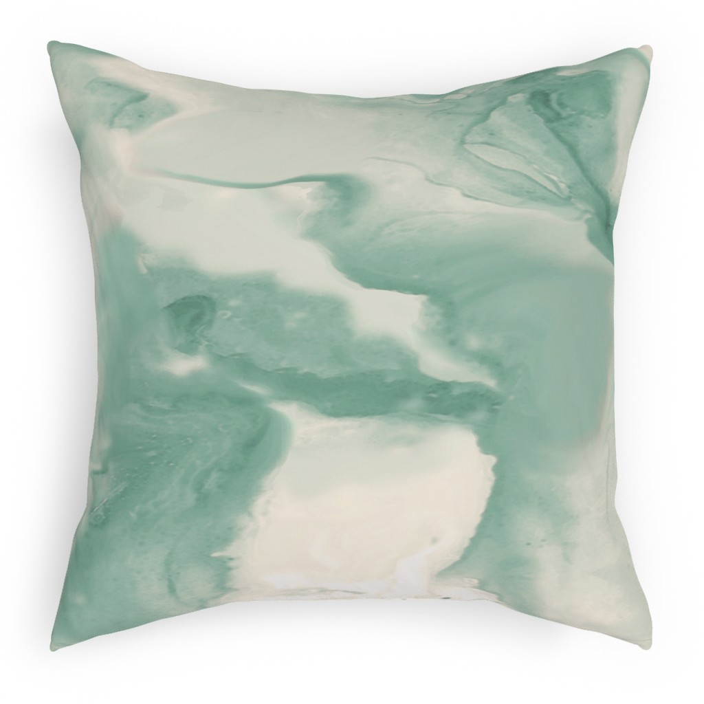 Abstract Watercolor Marble Pillow, Woven, Black, 18x18, Single Sided, Green, Mantis