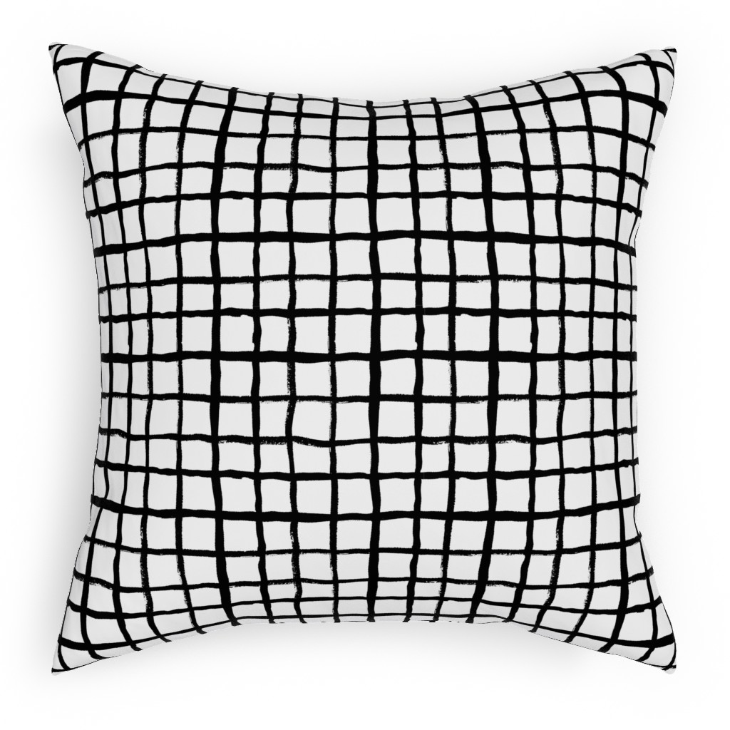 Simple Grid - Classic - Black and White Pillow, Woven, Black, 18x18, Single Sided, Black