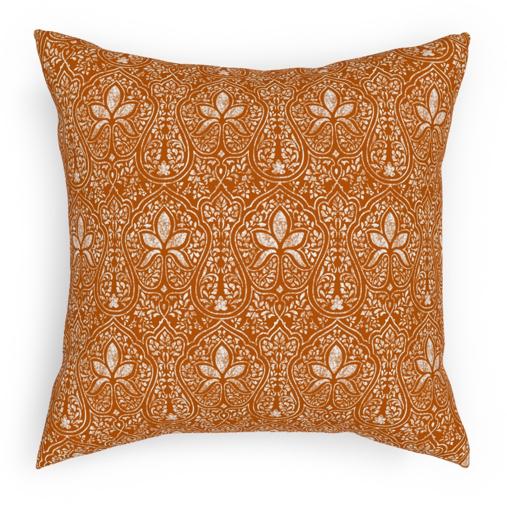 Rajkumari Batik - Spice and White Pillow, Woven, Black, 18x18, Single Sided, Orange