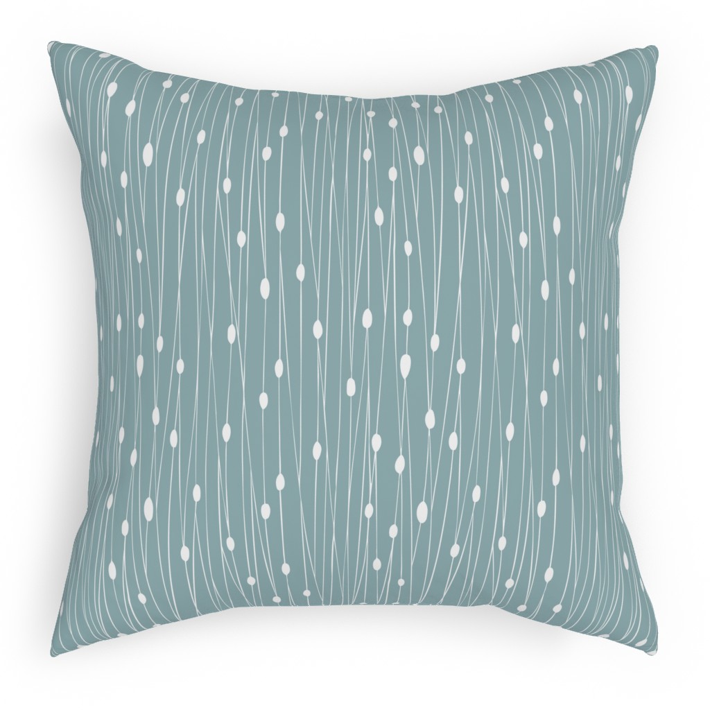 Entangled Geometric Lines Pillow, Woven, Black, 18x18, Single Sided, Blue, Cool Gray