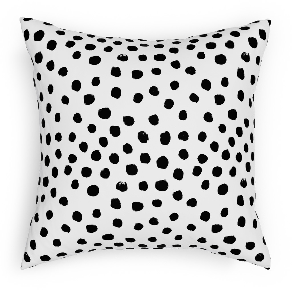 Soft Painted Dots Pillow, Woven, Black, 18x18, Single Sided, White