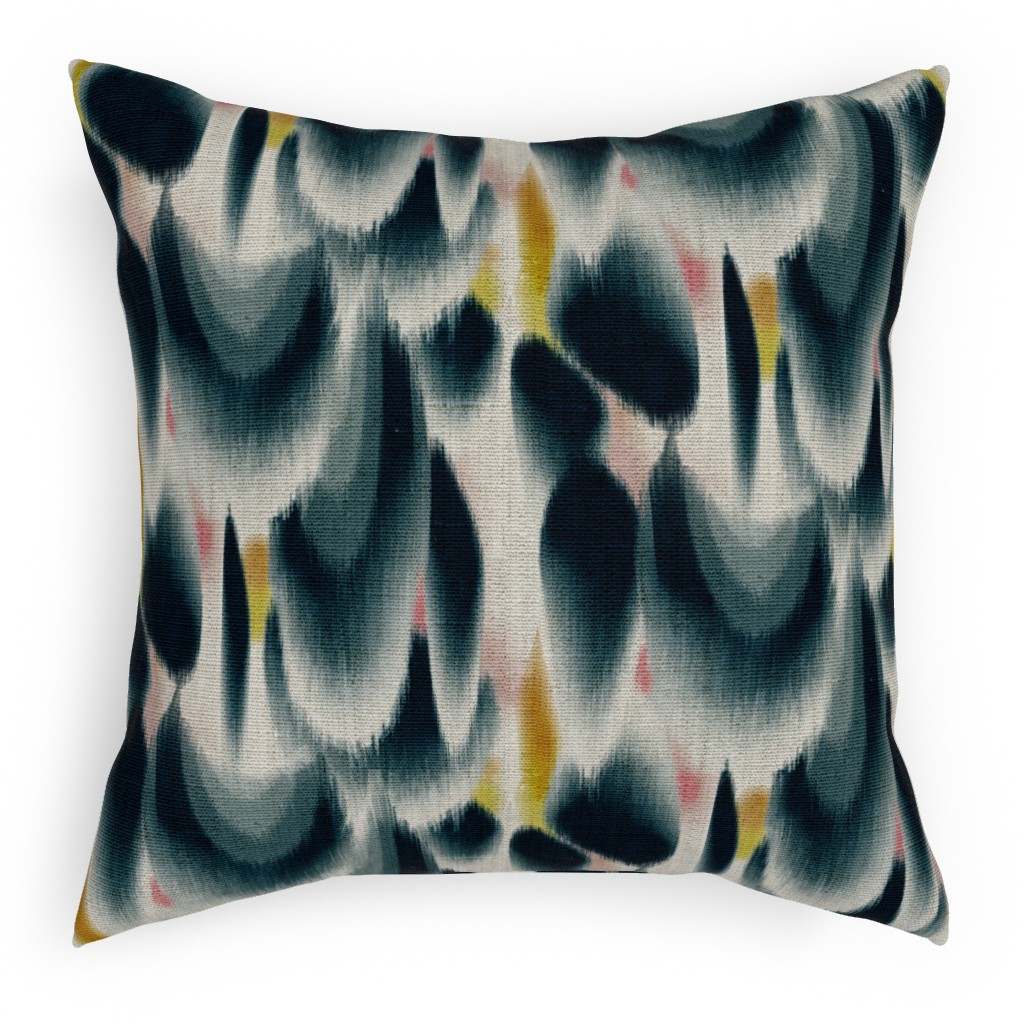 Shibori Wing Spots - Indigo Pillow, Woven, Black, 18x18, Single Sided, Green