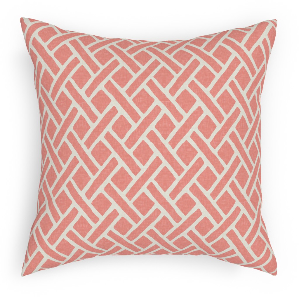 Lattice - Light Coral Pillow, Woven, Black, 18x18, Single Sided, Pink