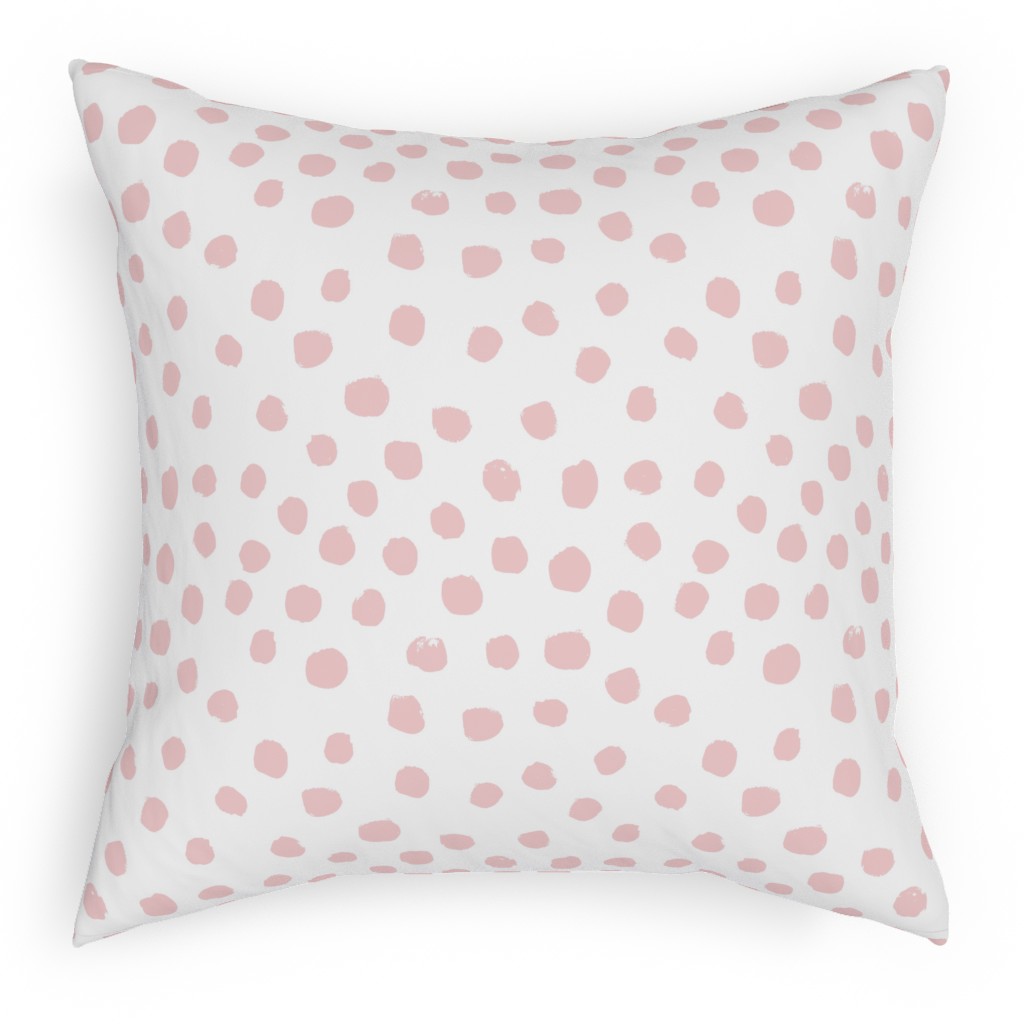 Soft Painted Dots Pillow, Woven, Black, 18x18, Single Sided, Pink, Pearl