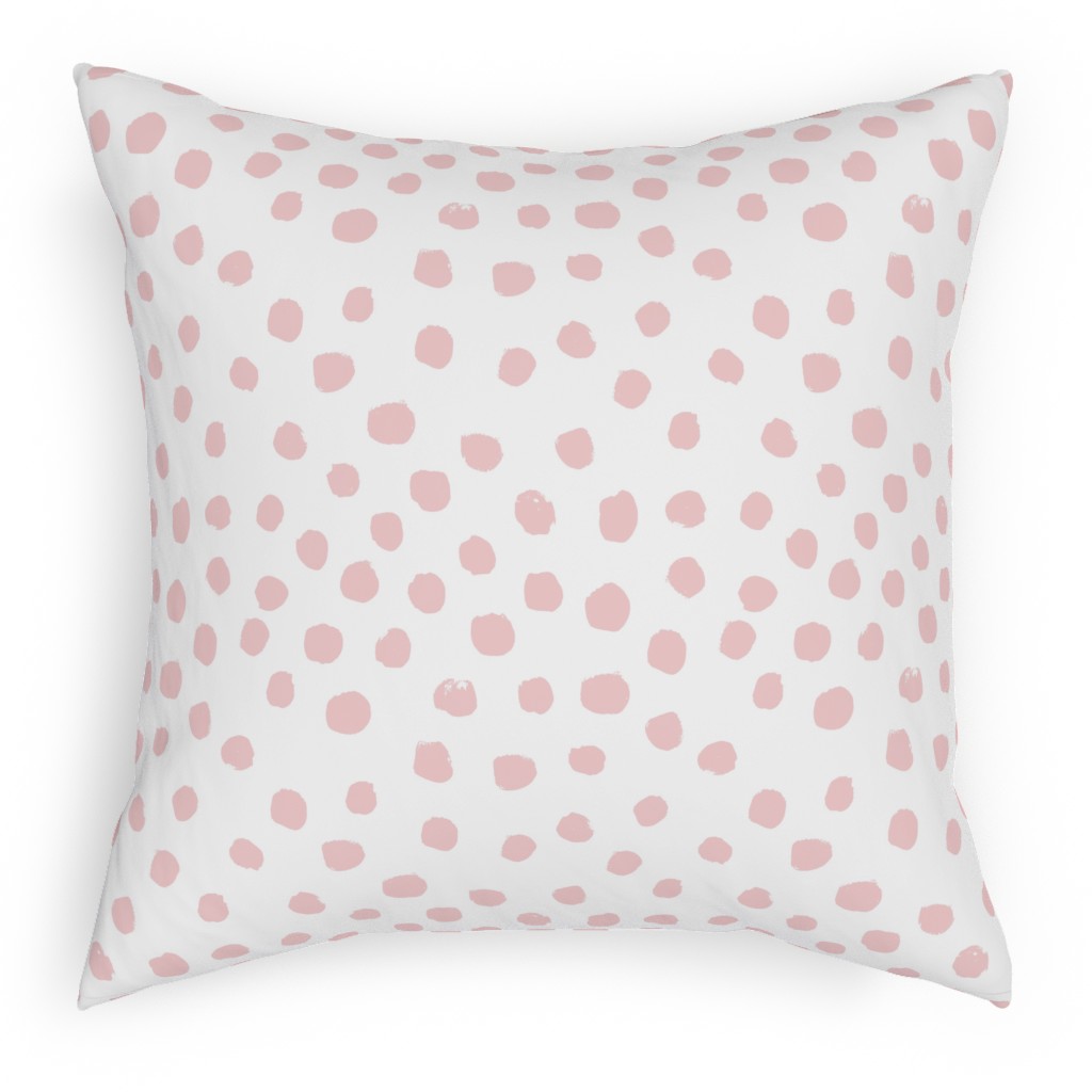 Soft Painted Dots Pillow, Woven, Black, 18x18, Single Sided, Pink