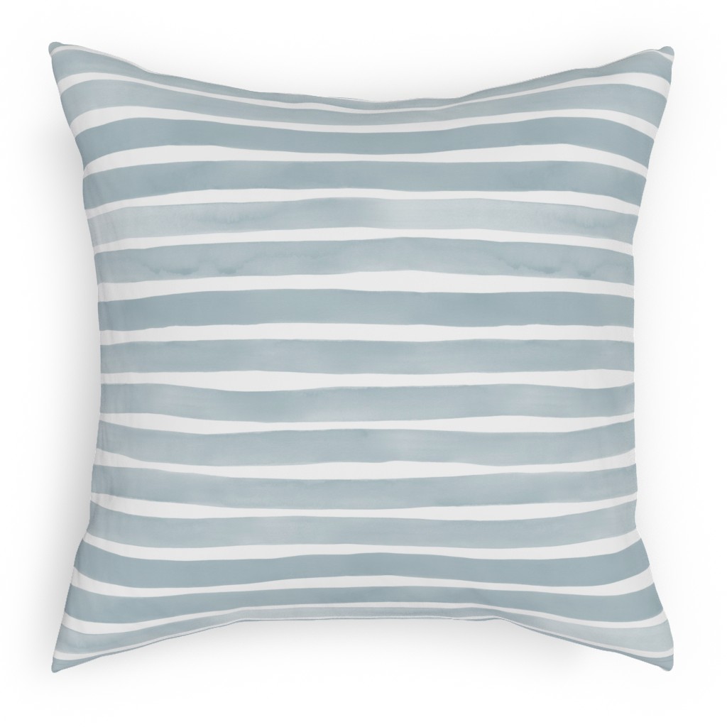 Imperfect Watercolor Stripes Pillow, Woven, Black, 18x18, Single Sided, Blue