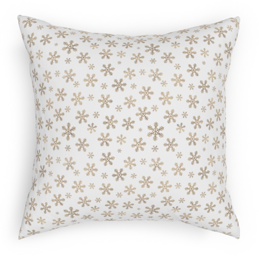 Holiday Snowflakes - Gold Pillow, Woven, Black, 18x18, Single Sided, Yellow