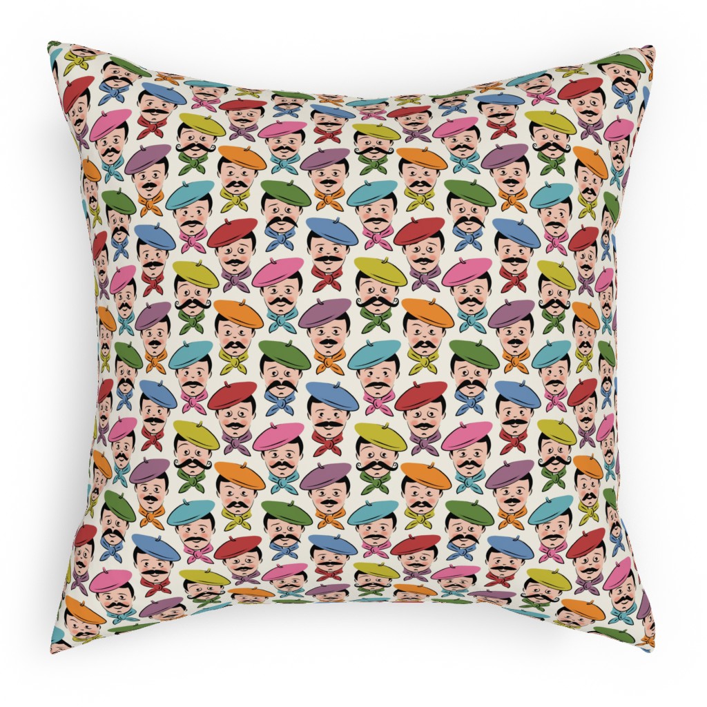 Men With Mustaches and Bandanas - Multi Pillow, Woven, Black, 18x18, Single Sided, Multicolor