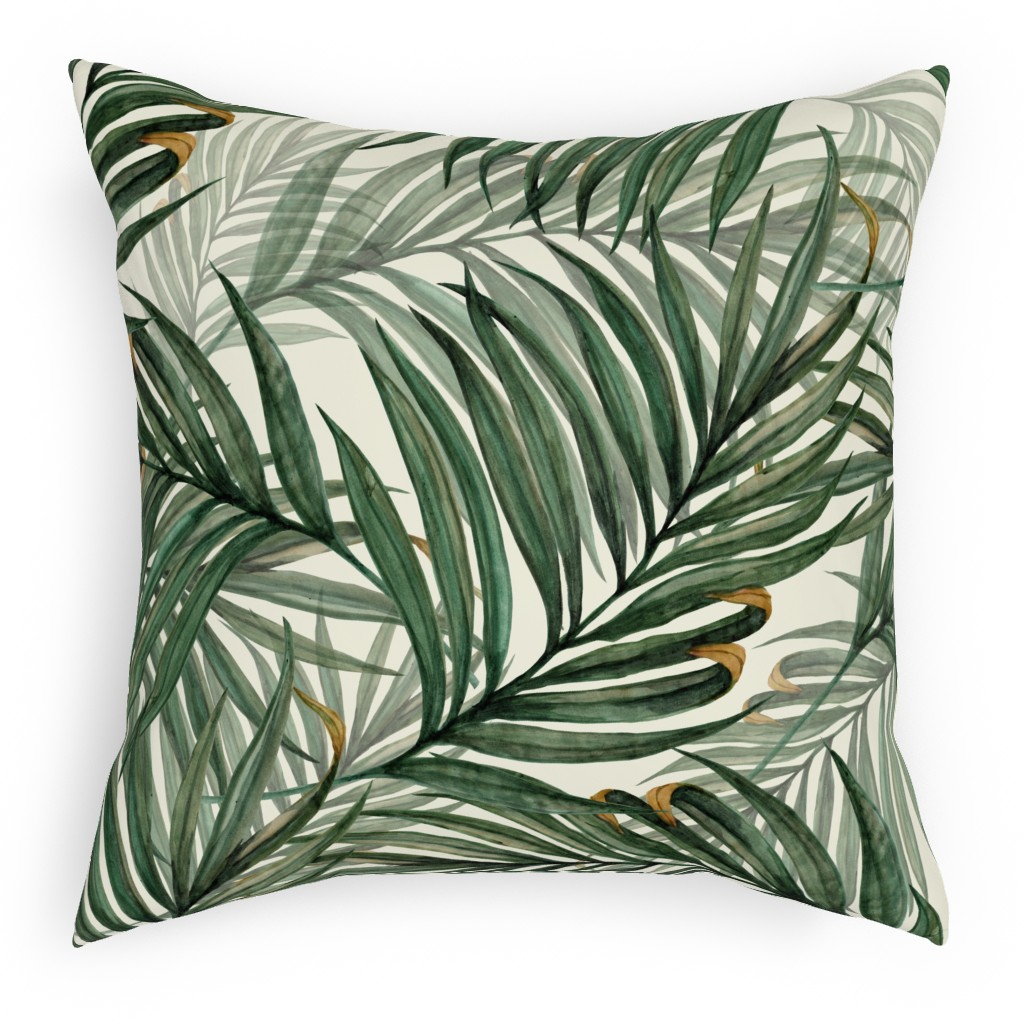 Palm Leaves King Pineapple Pillow, Woven, Black, 18x18, Single Sided, Green