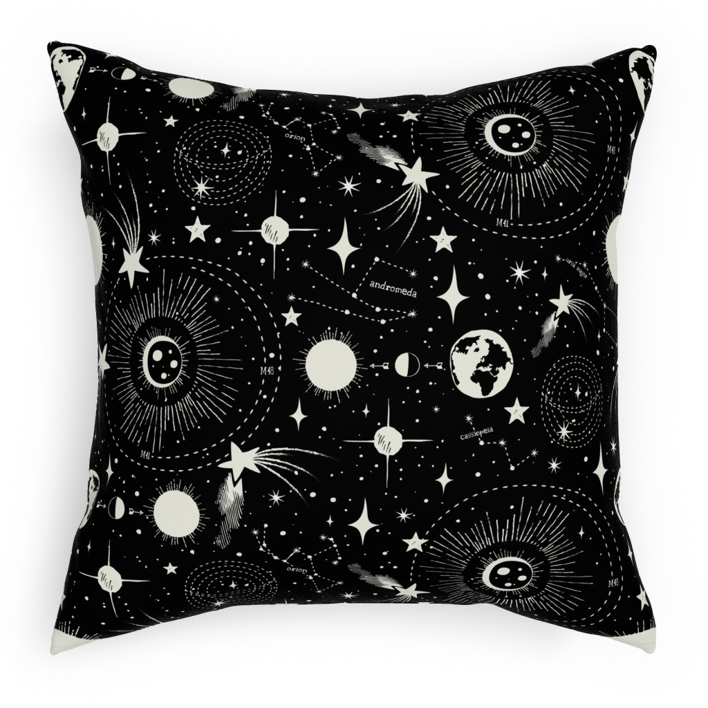 Solar System Pillow, Woven, Black, 18x18, Single Sided, Black, Shadow Box