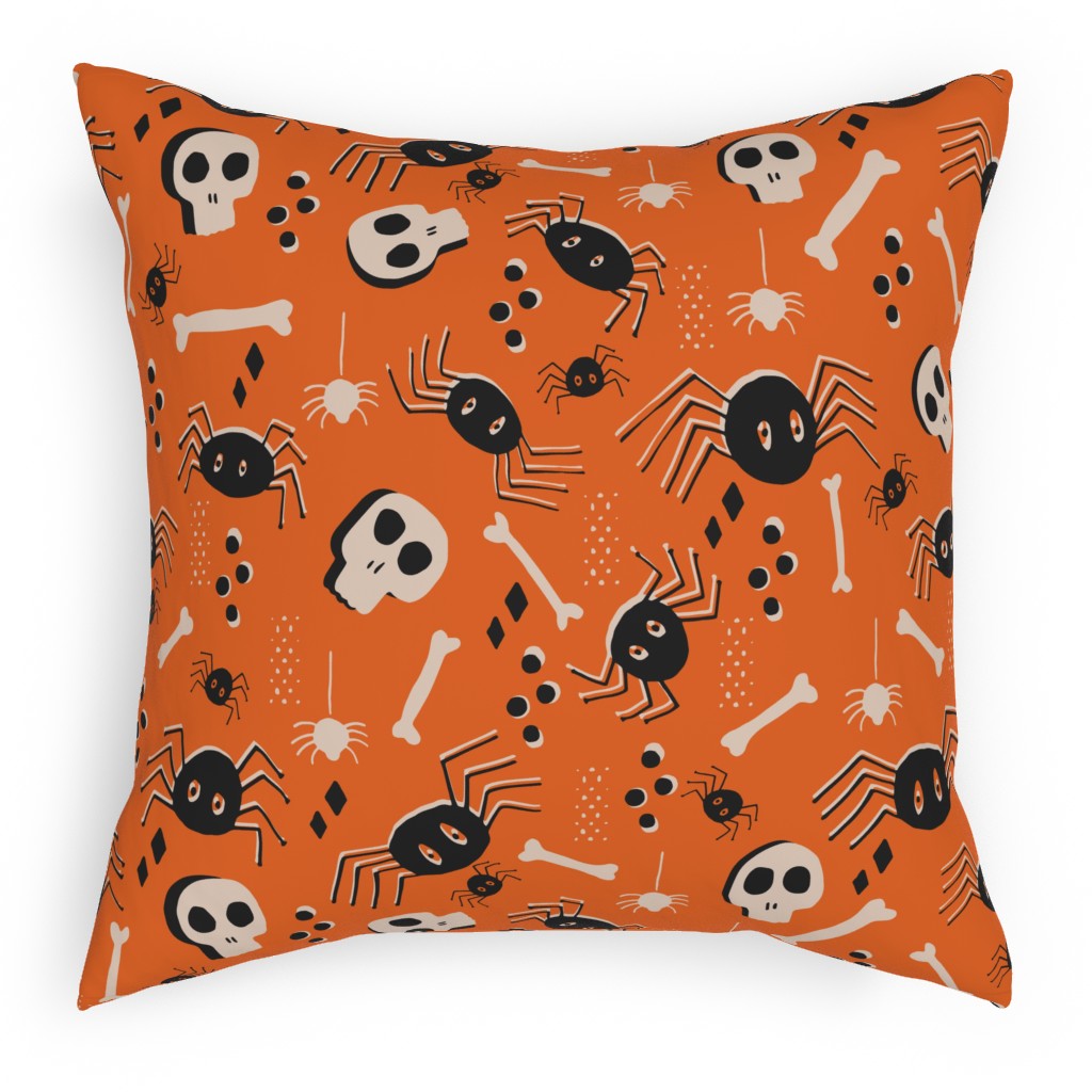 Vintage Halloween - Orange and Black Pillow, Woven, Black, 18x18, Single Sided, Orange, Orange