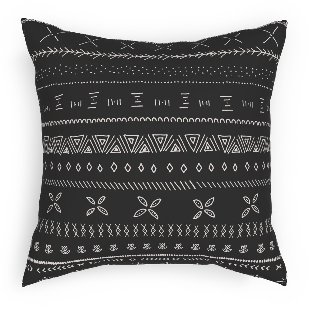 Boho Print Pillow, Woven, Black, 18x18, Single Sided, Black, Silhouette