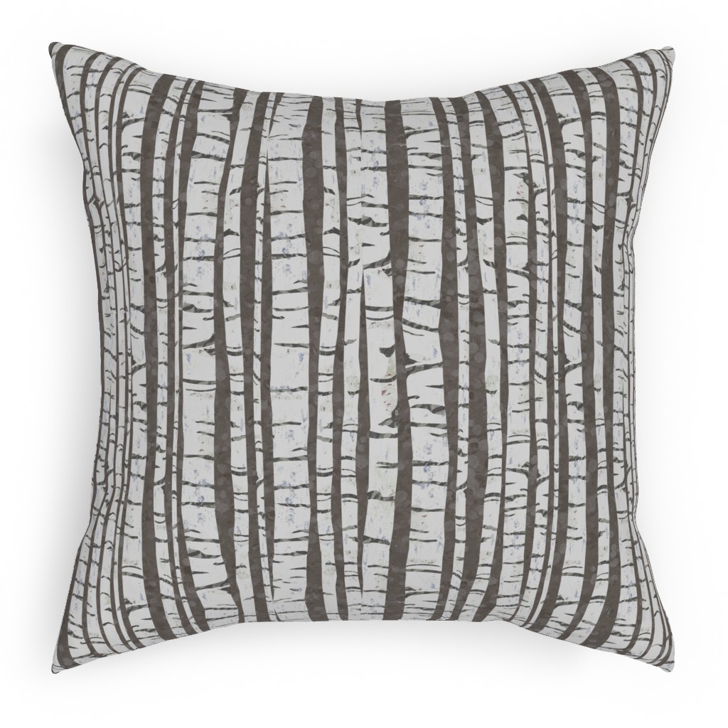 Birch Forest - Gray Pillow, Woven, Black, 18x18, Single Sided, Gray