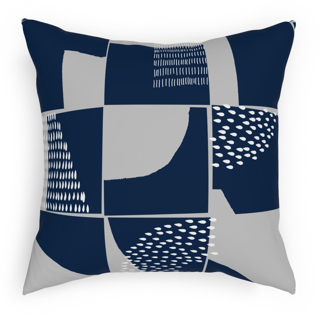 Abstract Textures - Blue Pillow, Woven, Black, 18x18, Single Sided, Blue, True Blue
