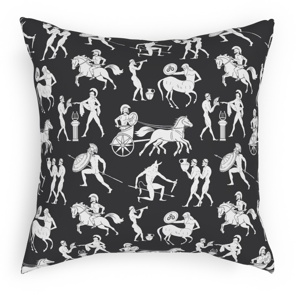 Greek Figures Pillow, Woven, Black, 18x18, Single Sided, Black, Shadow Box