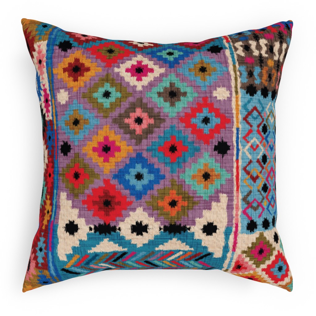 Kilim Ikat - Multi Pillow, Woven, Black, 18x18, Single Sided, Multicolor