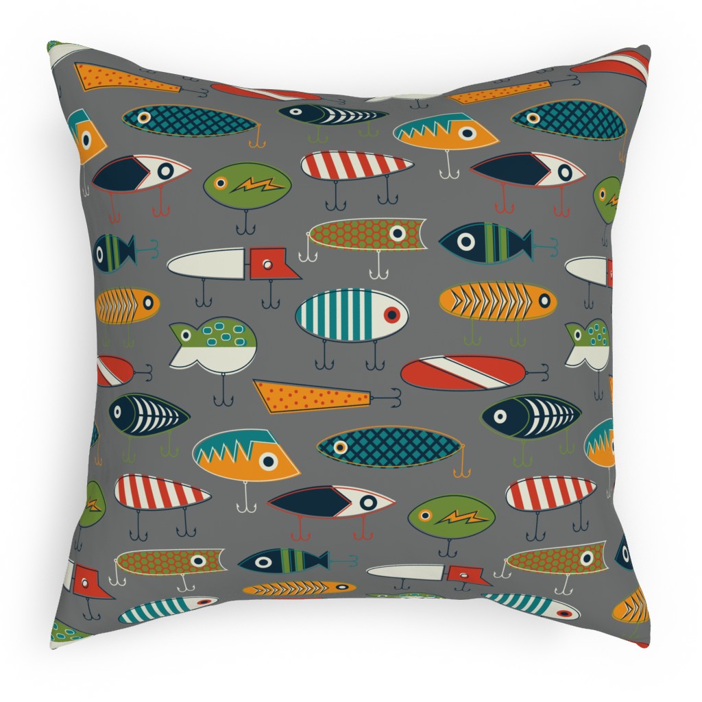 Hooked Up Pillow, Woven, Black, 18x18, Single Sided, Multicolor, Cement