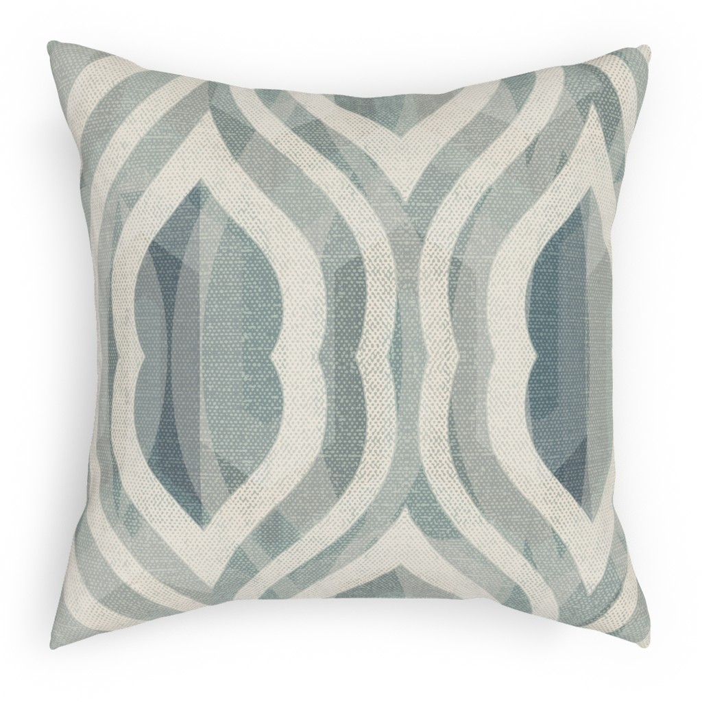 Modern Watercolor Damask - Gray Pillow, Woven, Black, 18x18, Single Sided, Gray