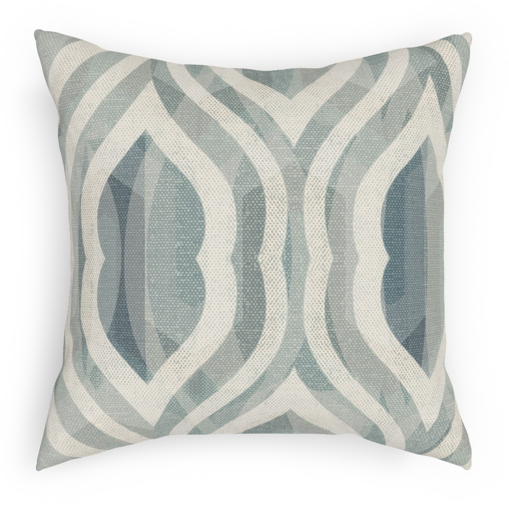 Modern Watercolor Damask - Gray Pillow, Woven, Black, 18x18, Single Sided, Gray