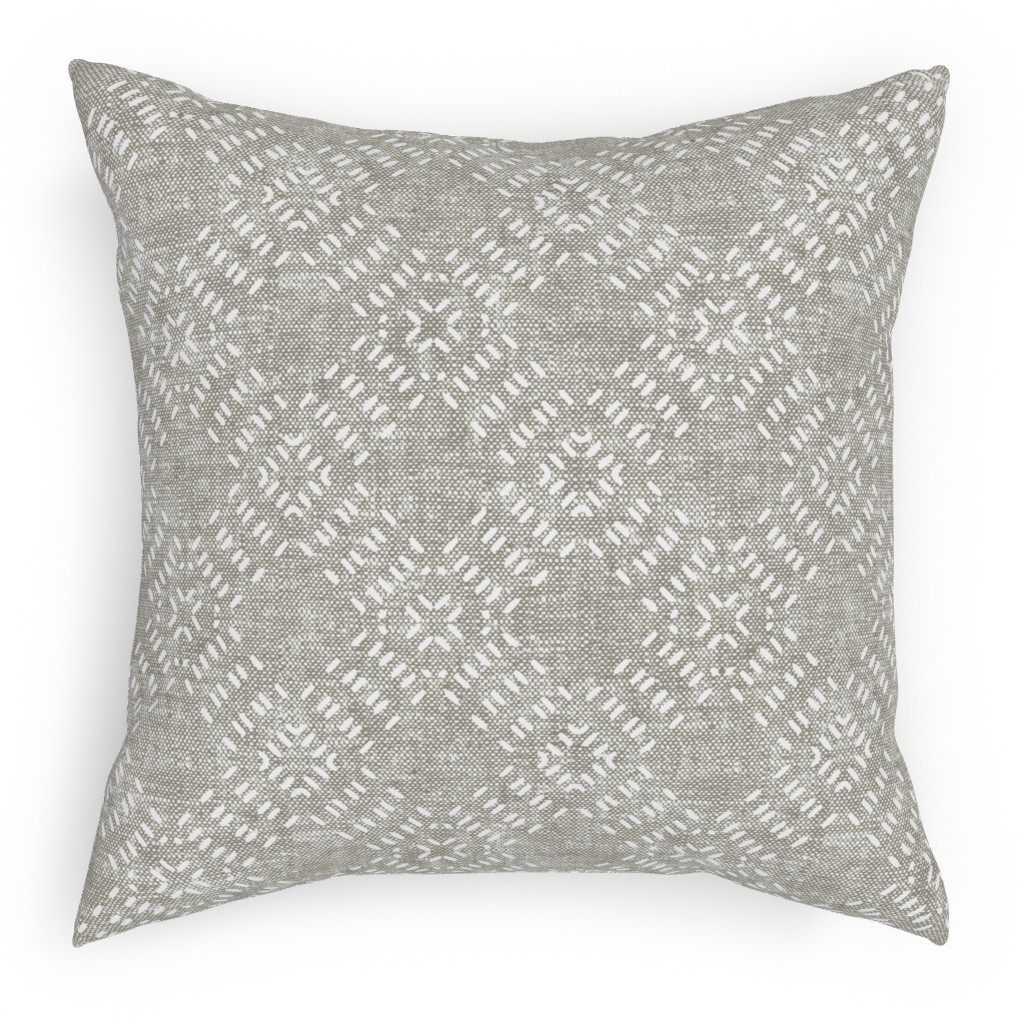 Modern Farmhouse Tile - Neutral Pillow, Woven, Black, 18x18, Single Sided, Gray