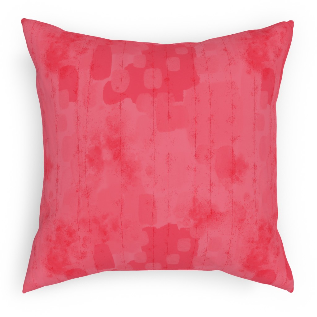 Watermelon Grunge - Pink Pillow, Woven, Black, 18x18, Single Sided, Pink, Bright Pink