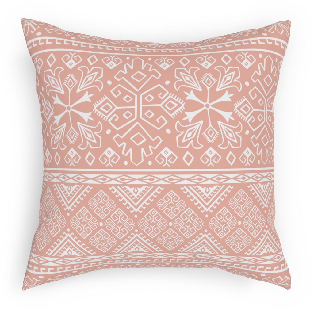 Grand Bazaar - Blush Pink Pillow, Woven, Black, 18x18, Single Sided, Pink, Bright Pink