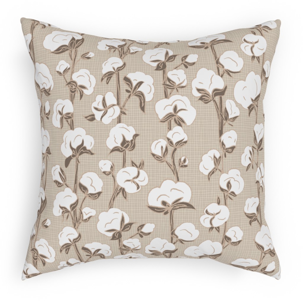 Cotton Stalk Stripe - Brown Pillow, Woven, Black, 18x18, Single Sided, Beige, Pearl