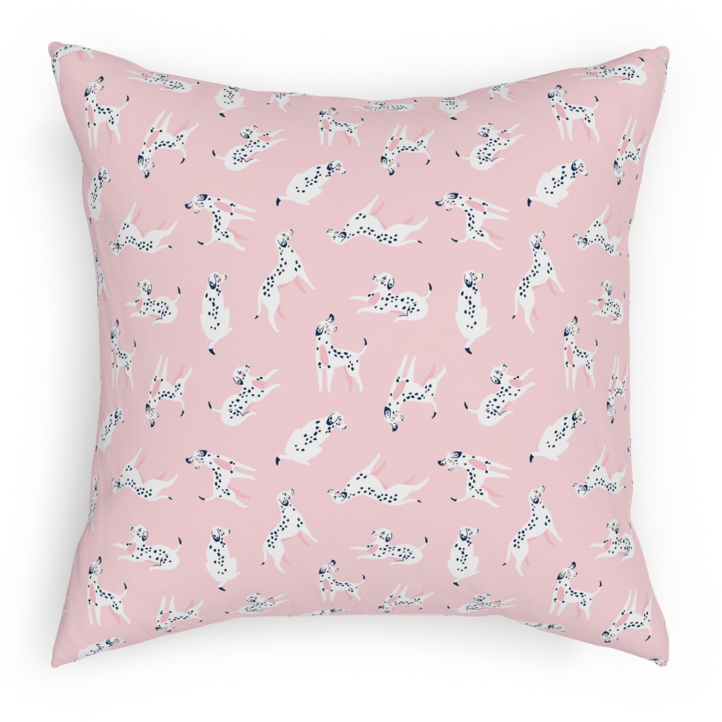 Funny Dalmatian - Pink Pillow, Woven, Black, 18x18, Single Sided, Pink