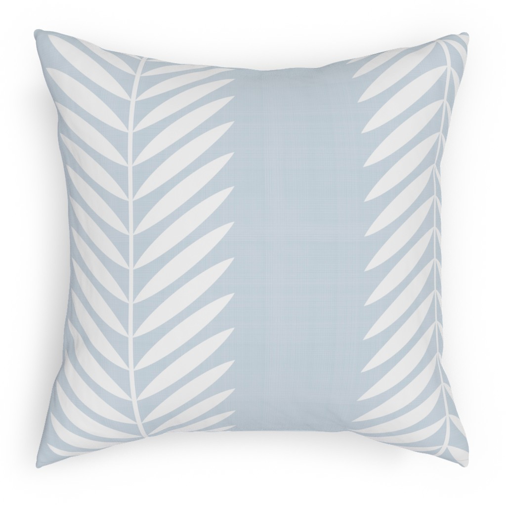 Laurel Leaf Stripe - Light Blue Pillow, Woven, Black, 18x18, Single Sided, Blue