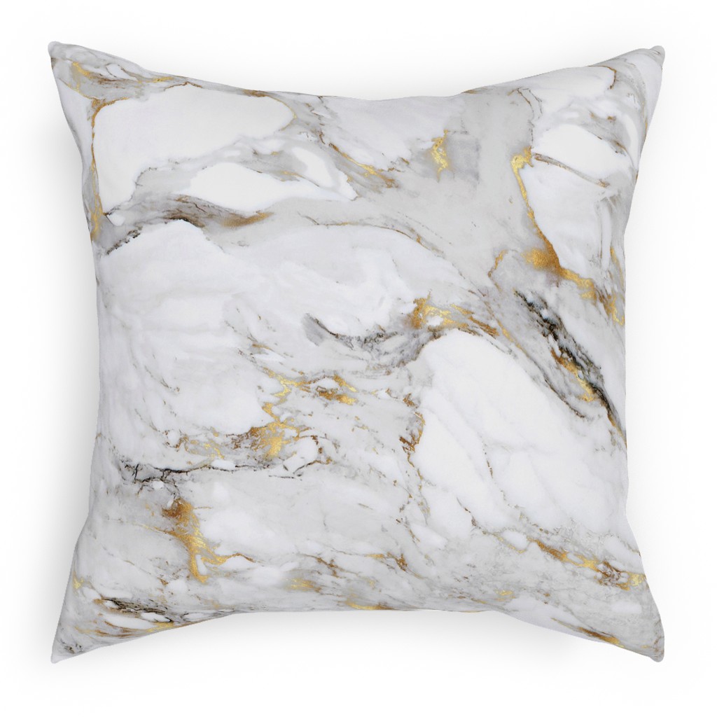 Gilded Marble - Gray Pillow, Woven, Black, 18x18, Single Sided, Gray