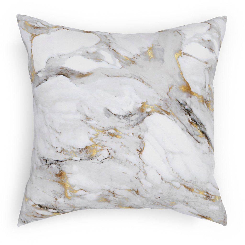 Gilded Marble - Gray Pillow, Woven, Black, 18x18, Single Sided, Gray, Gray