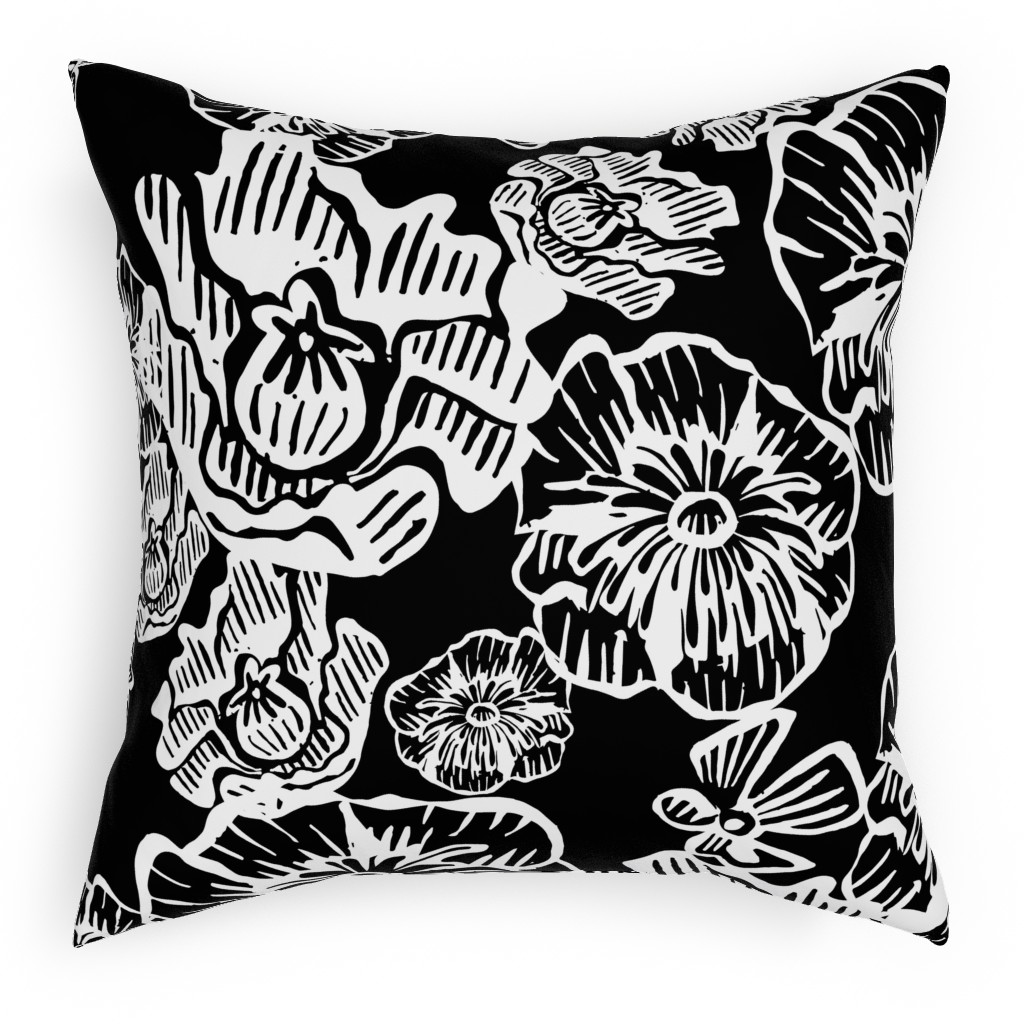 Poppy Arty Pillow, Woven, Black, 18x18, Single Sided, Black, Black