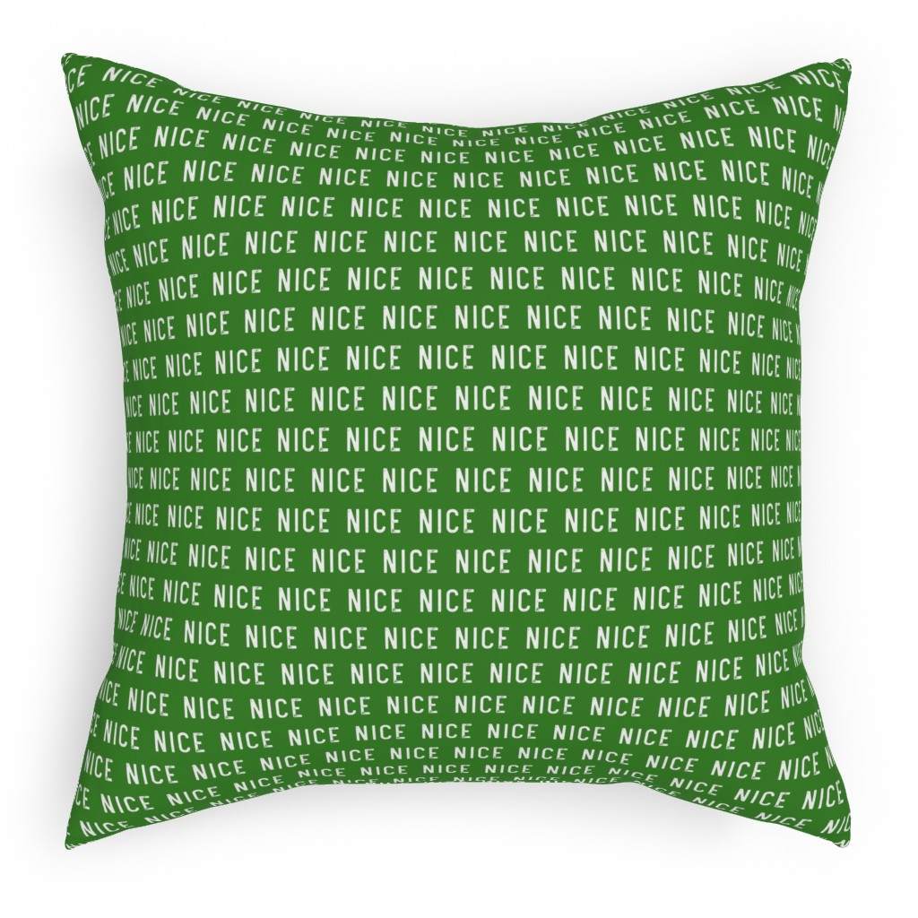 Nice - Green Pillow, Woven, Black, 18x18, Single Sided, Green