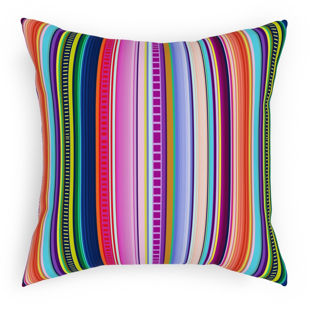 Mexican Serape - Multi Pillow, Woven, Black, 18x18, Single Sided, Multicolor