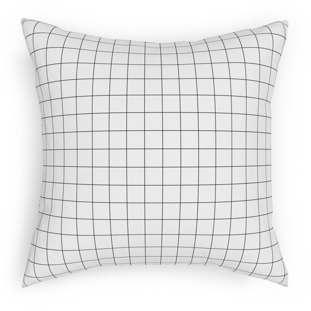 Black & White Grid Pillow, Woven, Black, 18x18, Single Sided, White