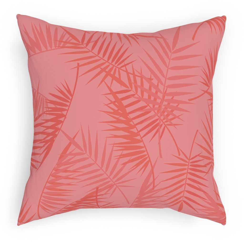 Tropical - Coral Pillow, Woven, Black, 18x18, Single Sided, Pink