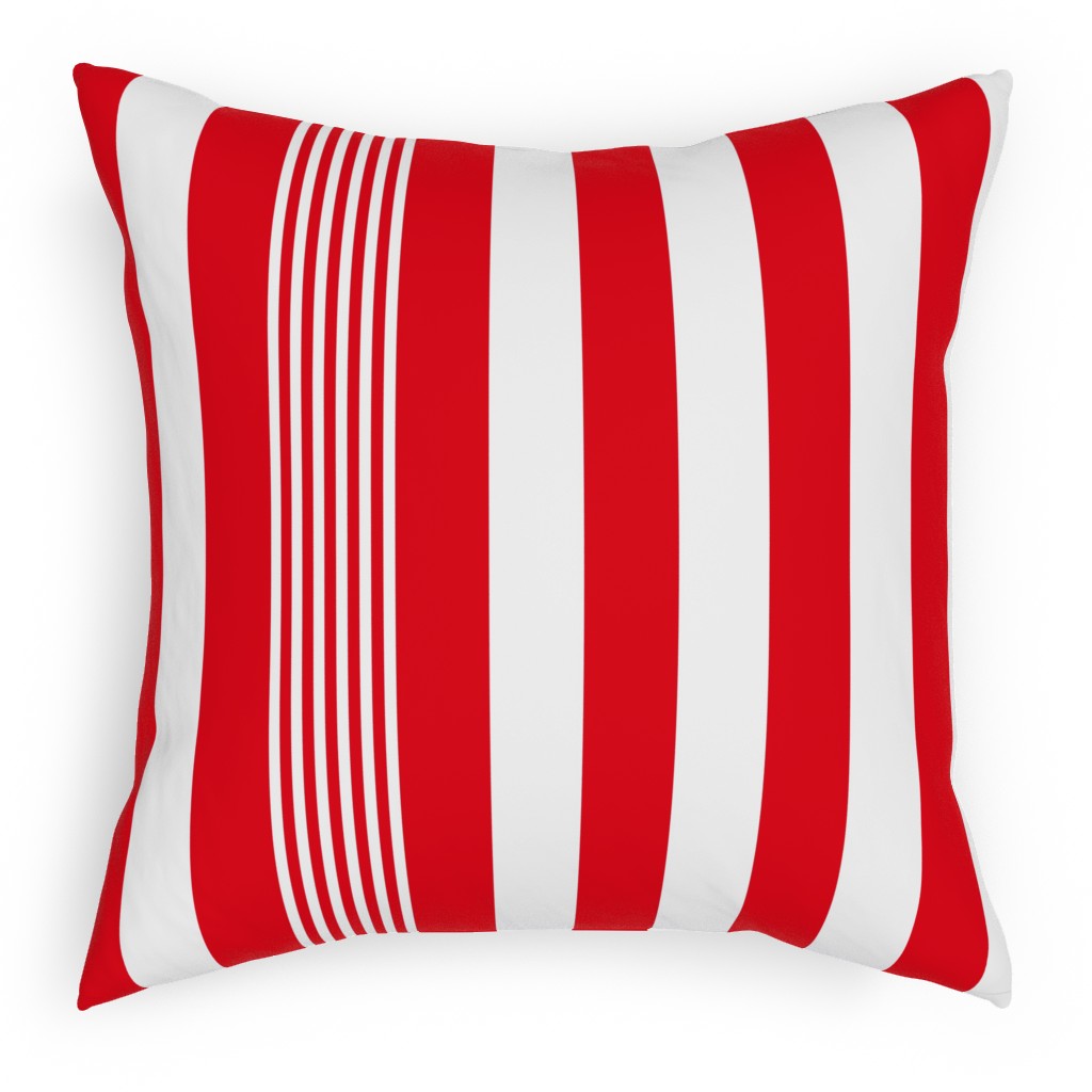 Turkish Stripes Vertical- Canada Day - Red and White Pillow, Woven, Black, 18x18, Single Sided, Red