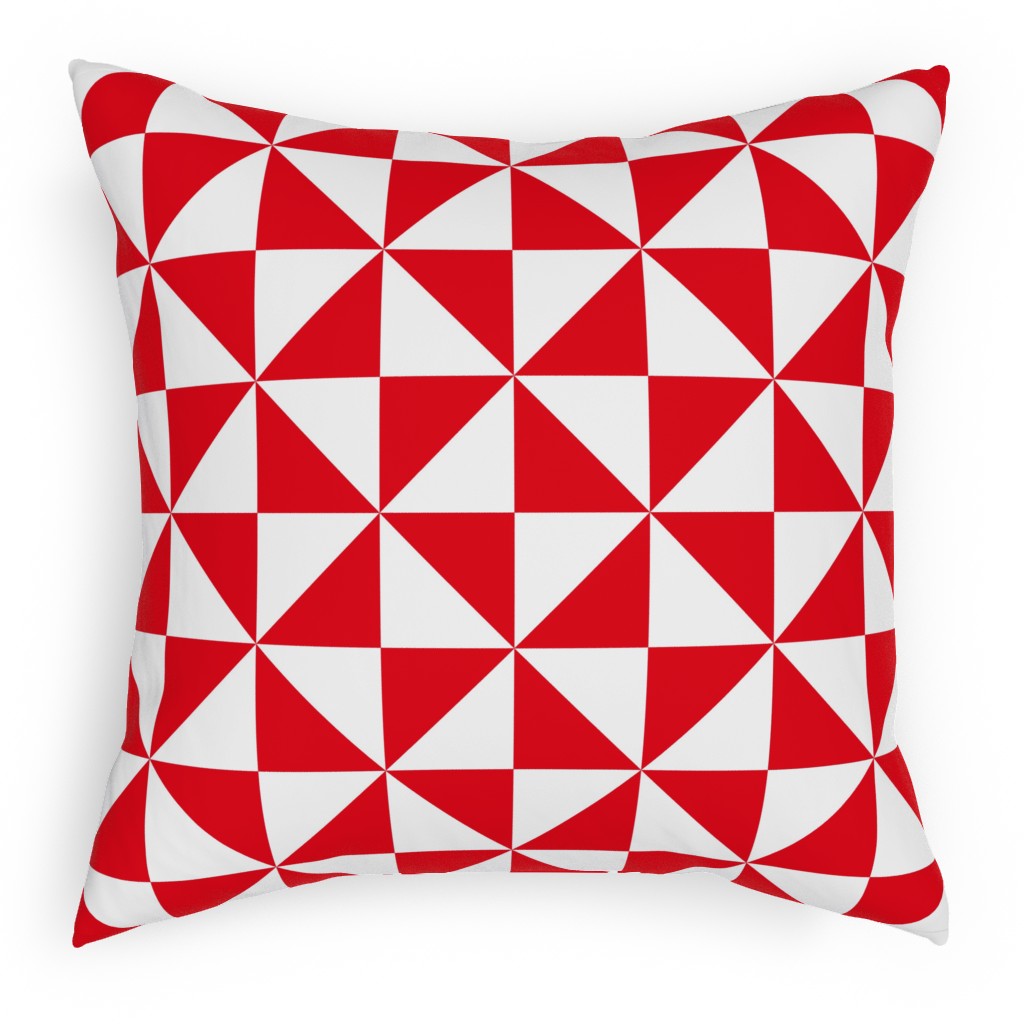Pinwheels - Red and White Pillow, Woven, Black, 18x18, Single Sided, Red