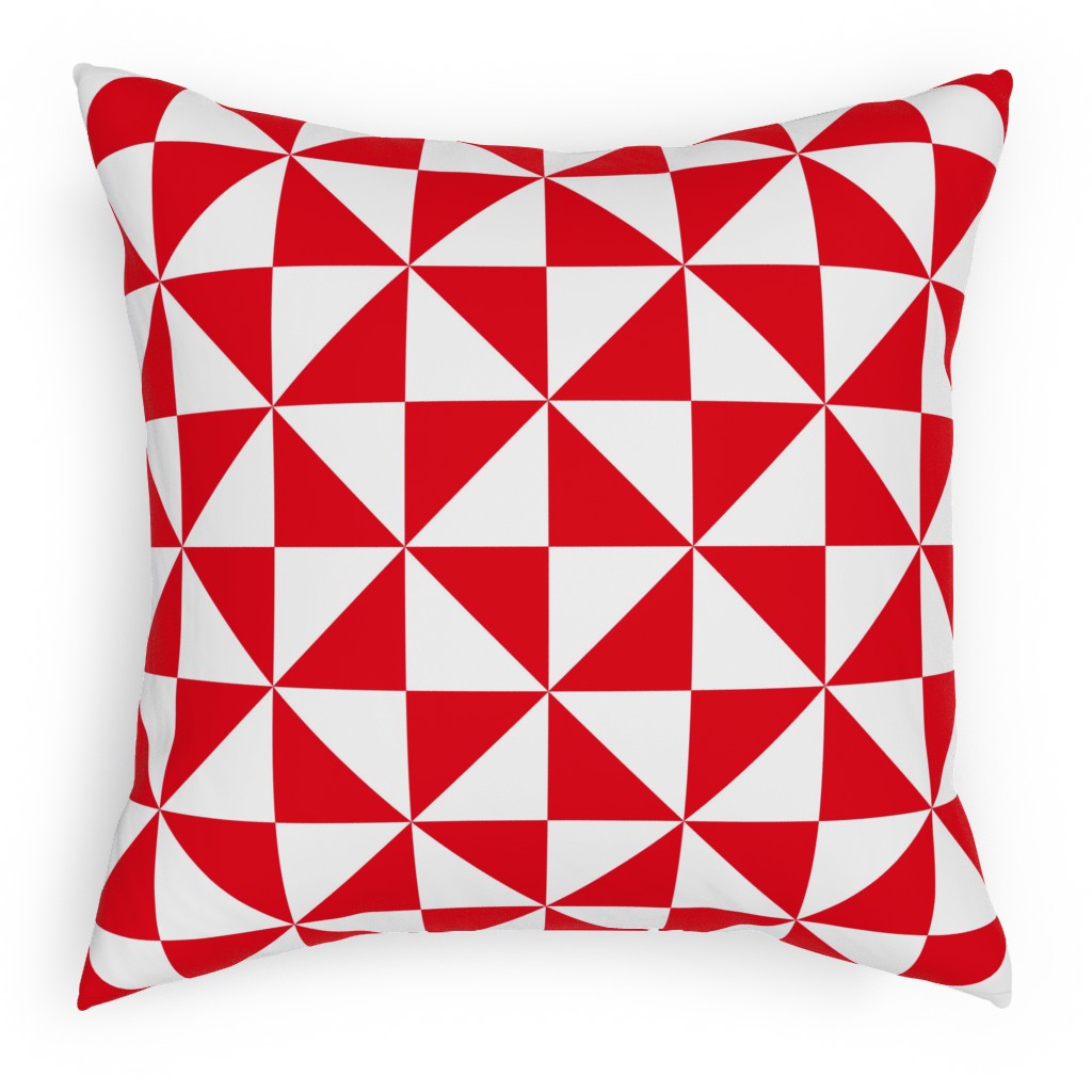 Pinwheels - Red and White Pillow, Woven, Black, 18x18, Single Sided, Red, Red