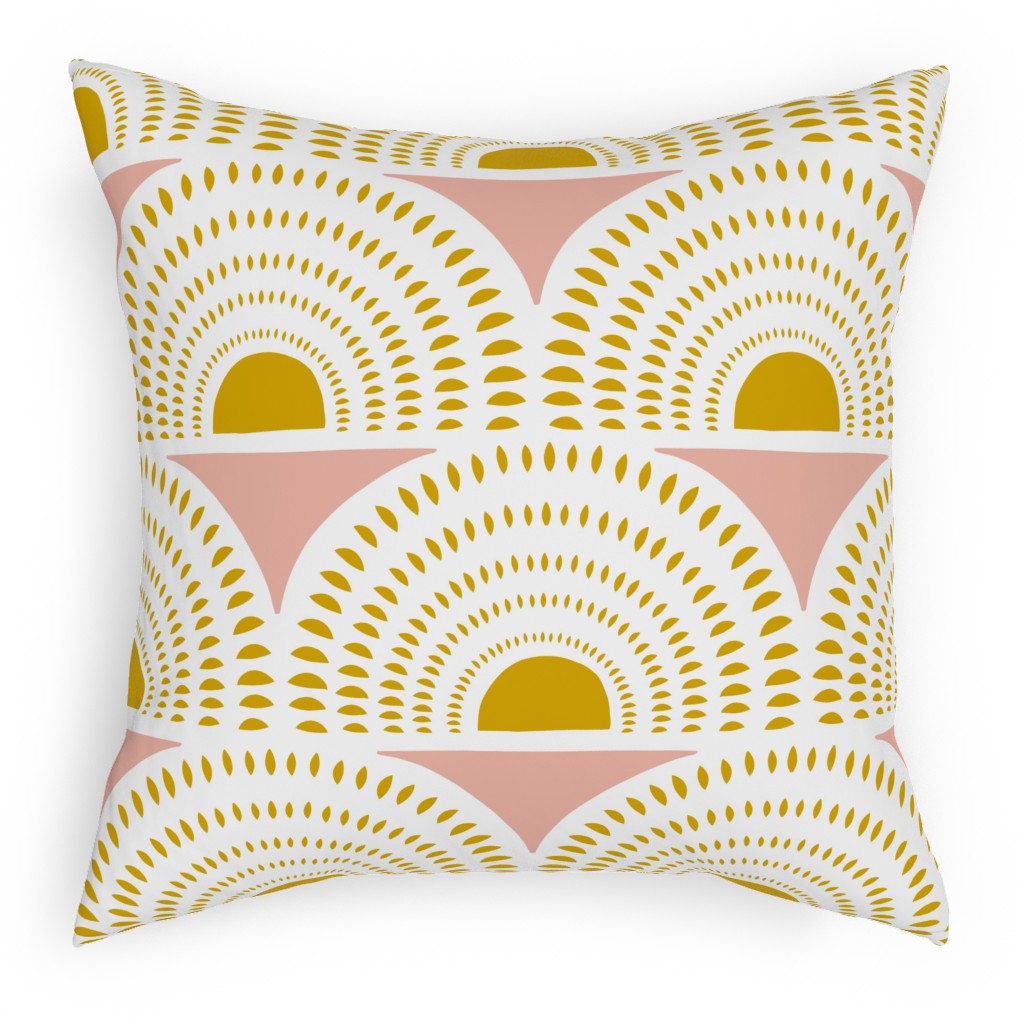 Aurora - Blush & Yellow Pillow, Woven, Black, 18x18, Single Sided, Yellow, Classic Yellow