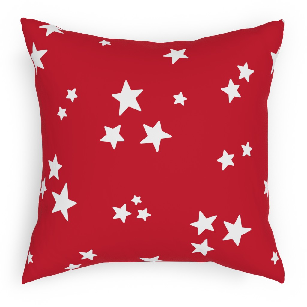 Stars Pillow, Woven, Black, 18x18, Single Sided, Red