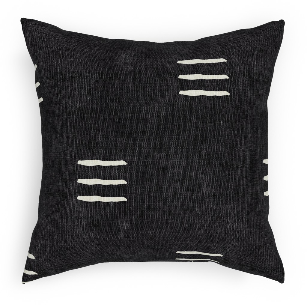 Triple Dash Mudcloth Pillow, Woven, Black, 18x18, Single Sided, Black, Charcoal