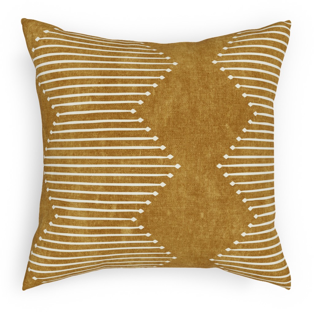 Diamond Mudcloth - Neutral Pillow, Woven, Black, 18x18, Single Sided, Yellow, Classic Yellow