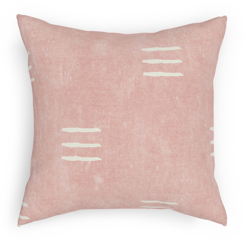 Triple Dash Mudcloth Pillow, Woven, Black, 18x18, Single Sided, Pink