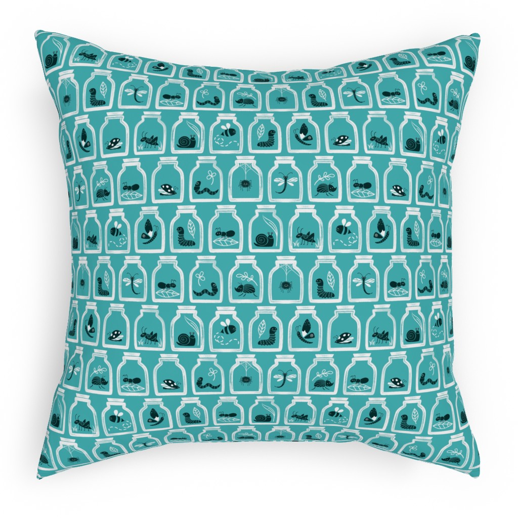 a Collection of Bugs Pillow, Woven, Black, 18x18, Single Sided, Blue, Paradise