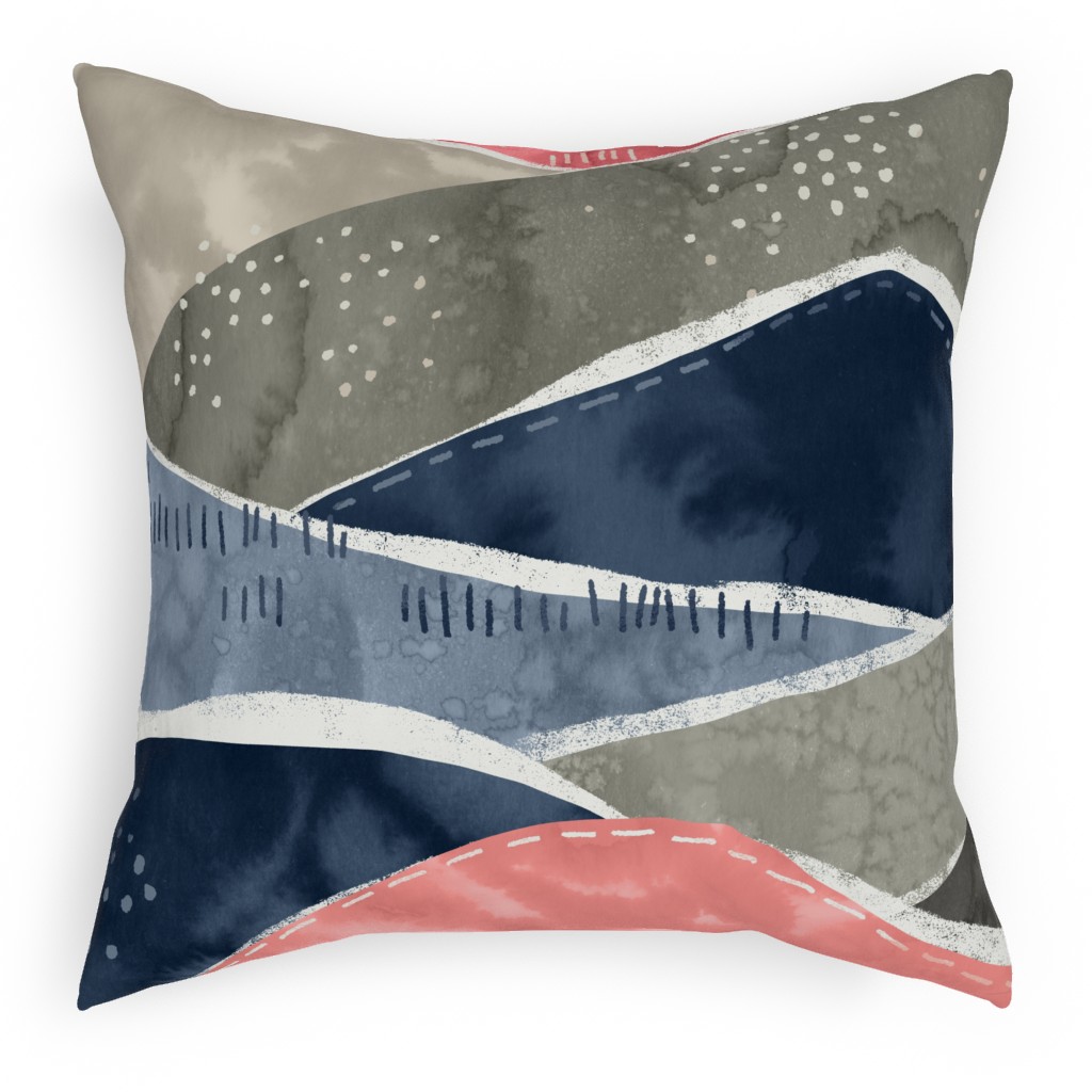 Romantic Watercolor Mountain Landscape Pillow, Woven, Black, 18x18, Single Sided, Multicolor